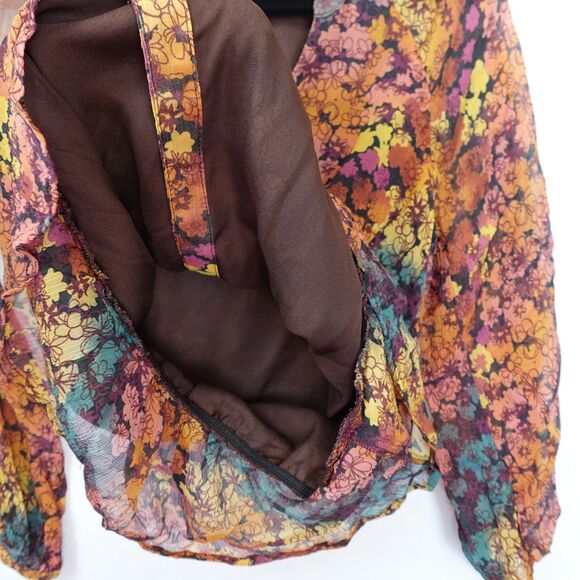 Sundance Blouse Women XS 100% Silk 3/4 Sleeve Lined Floral Boho Multi Color Fall - Picture 8 of 15